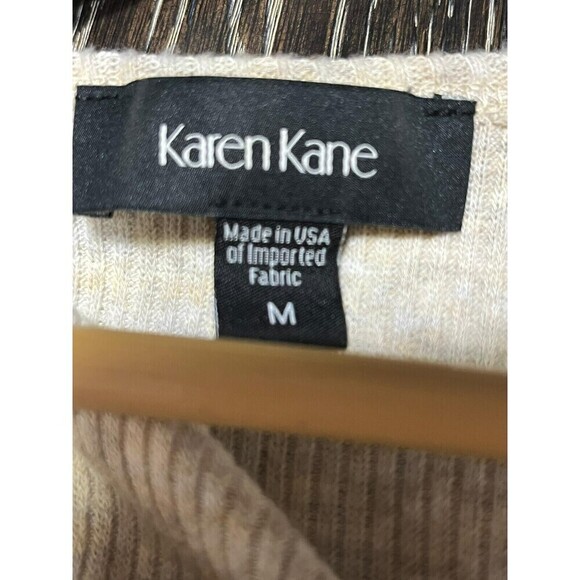 KAREN KANE 100% Linen Short Bell Sleeve Soft Blouse Top Sz M Beige - Picture 4 of 8